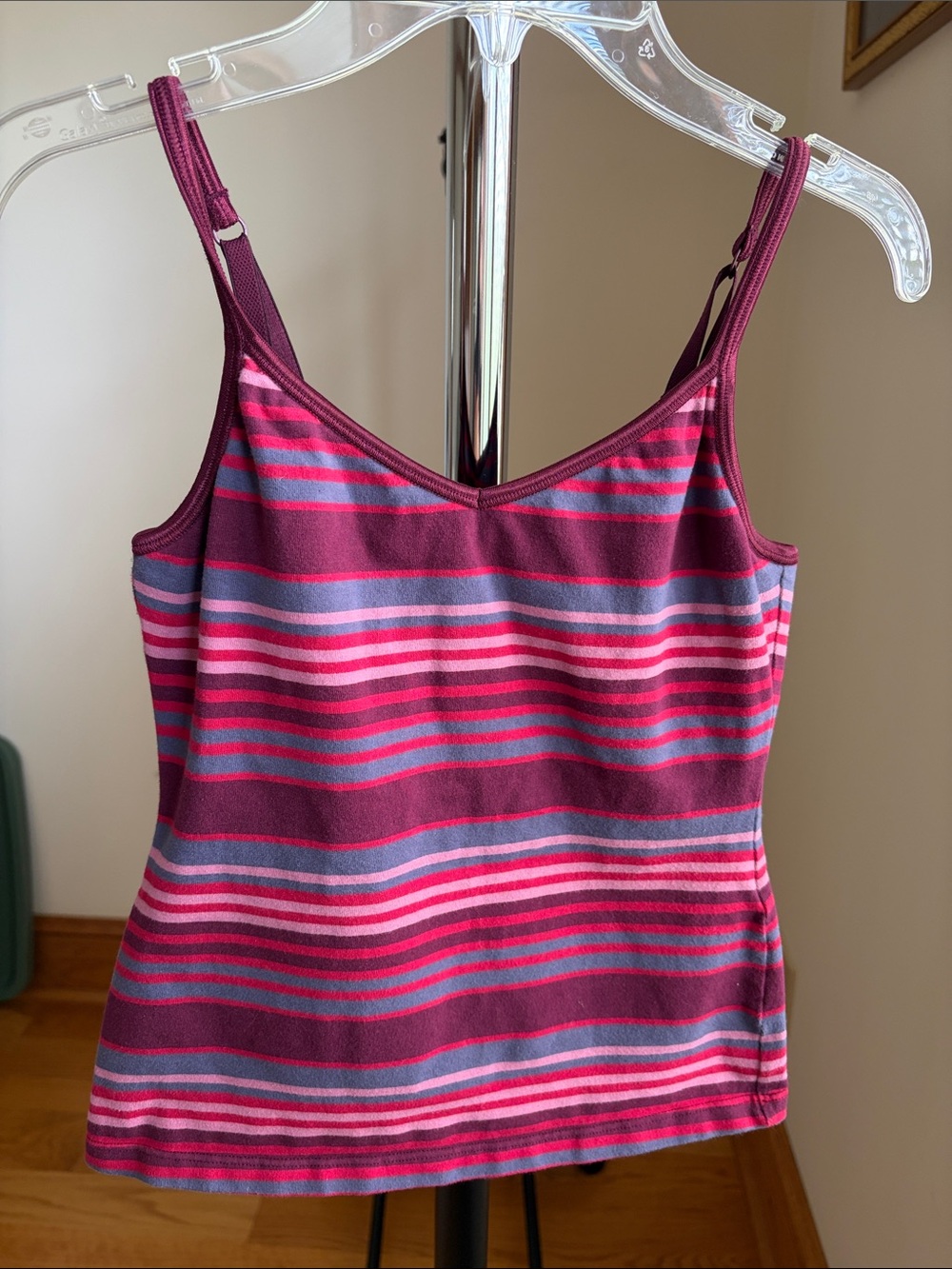 GAP Striped Spaghetti Strap Camisole - Magenta, Pink & Purple